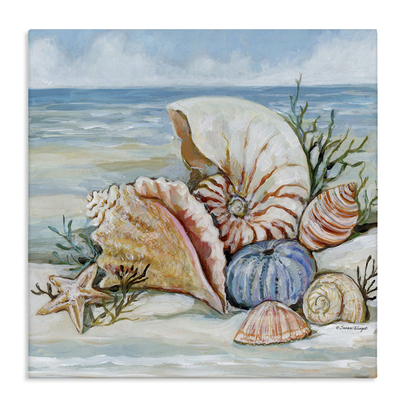 «Shells On The Beach», art mural par Susan Winget, H 17 po x l 17 po