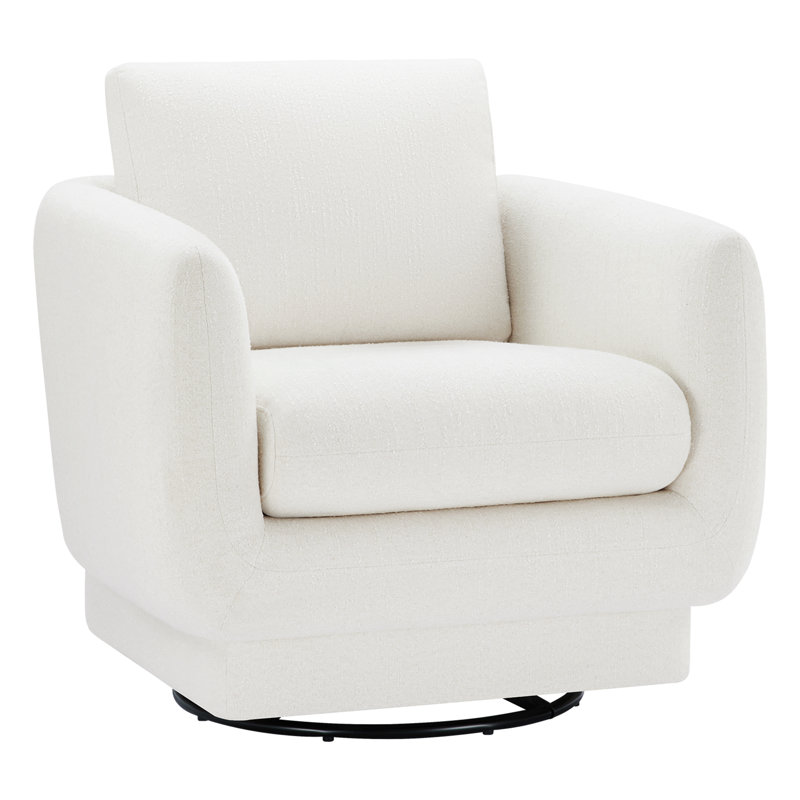 Ramel Upholstered Swivel Armchair, Mellow Ivory Chenille