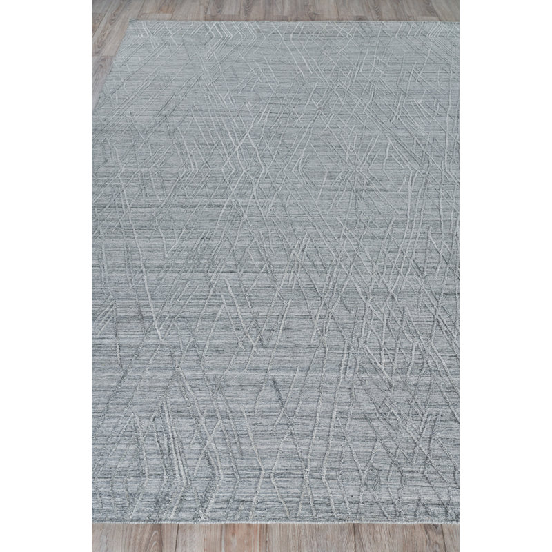Crescendo Hand Loomed Geometric Area Rug in Charcoal Gray, Rectangle 8' x 10'