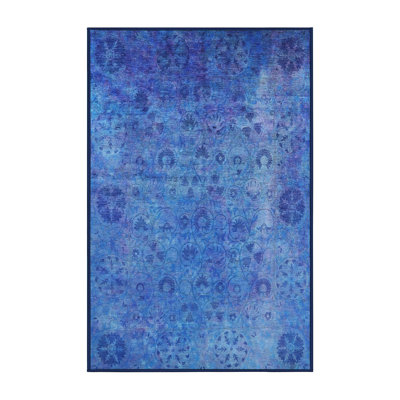 Tapis floral bleu