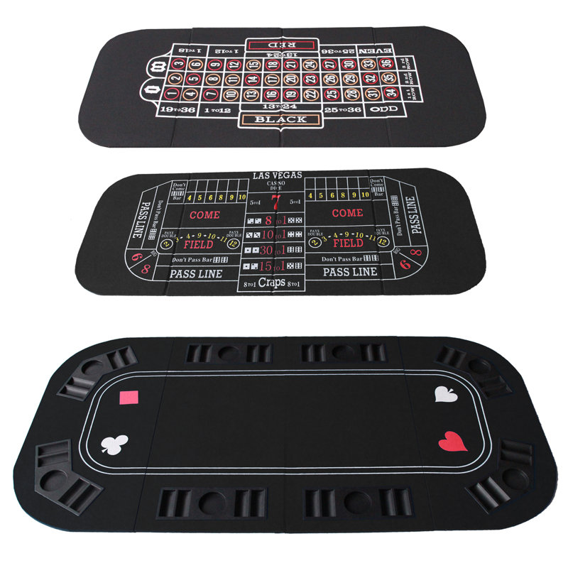 INO Design 3In1 table de poker pour poker Blackjack roulette jeux de casino pliables avec sac de transport noir