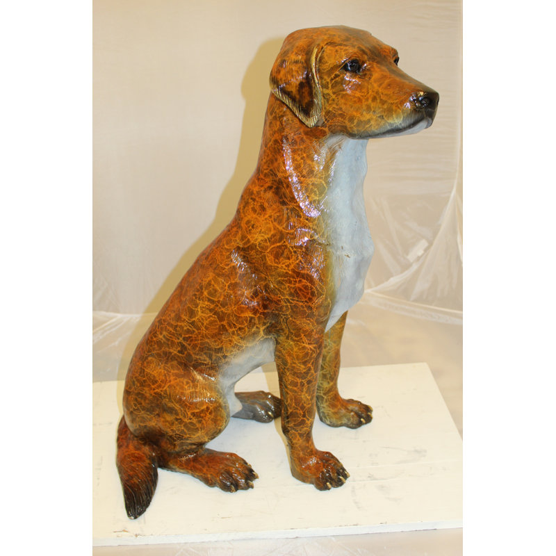 Statue en bronze de couleur chien Bixuan Labrador - Taille: L 29 po x l 16 po x H 31 po.