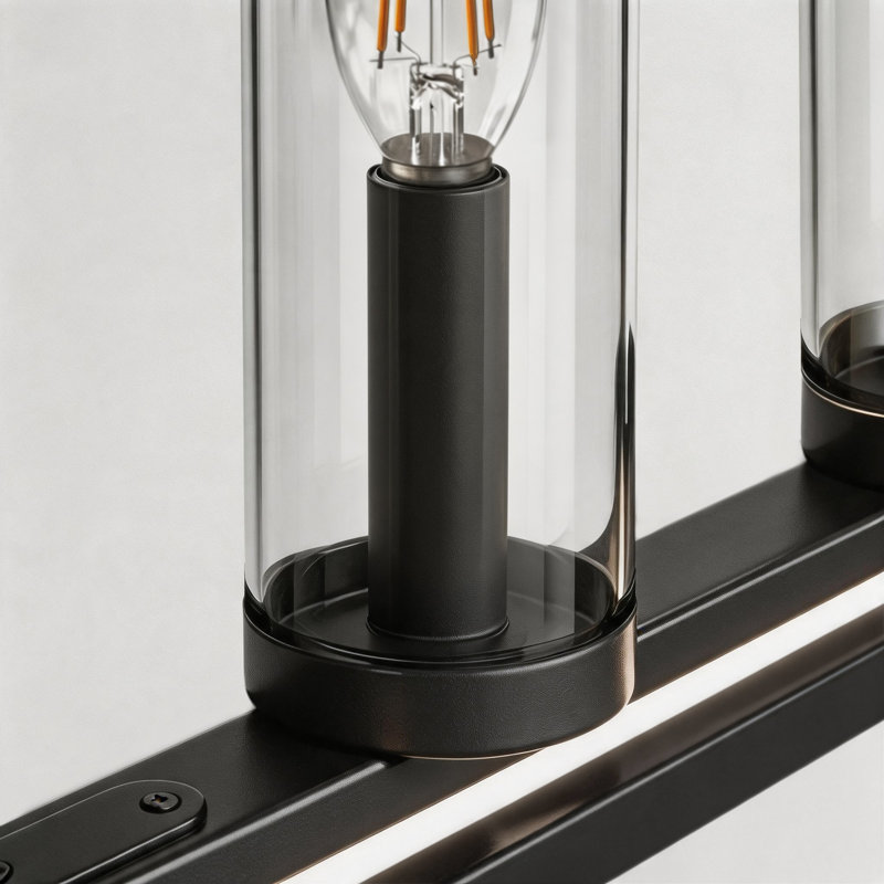 42'' (W) 5 - Light Aluminum Industrial Rectangle Kitchen Island Pendant Light Linear Chandelier, Matte Black