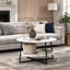 Modern Two Tier Coffee Table Marble-Effect Top for Office & Living Room
