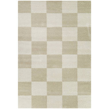 Jasha Checkered Beige/Brown Area Rug Union Rustic Rug Size: Rectangle 5'3 x 7