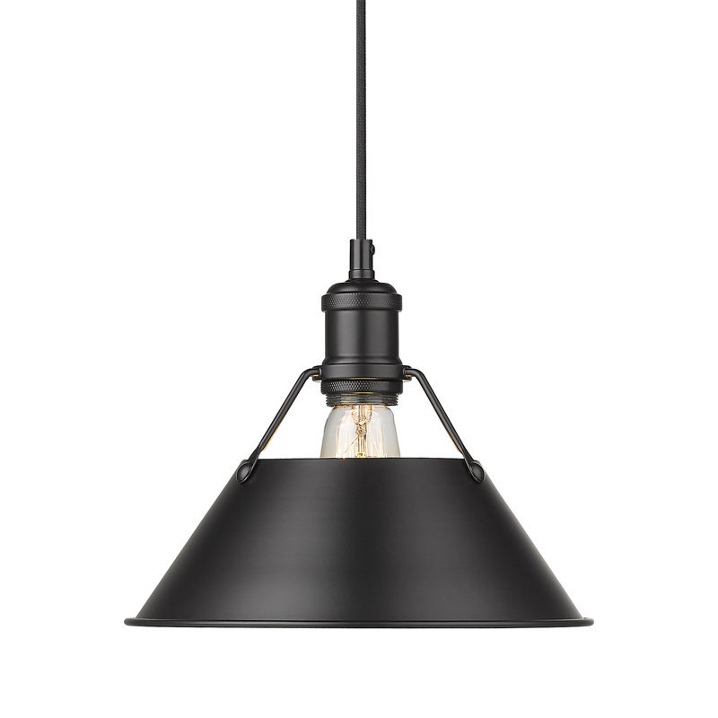 Luminaire suspendu conique à 1 lumière Weatherford, Noir mat, Noir mat, H 130 po x l 10 po x P 10 po