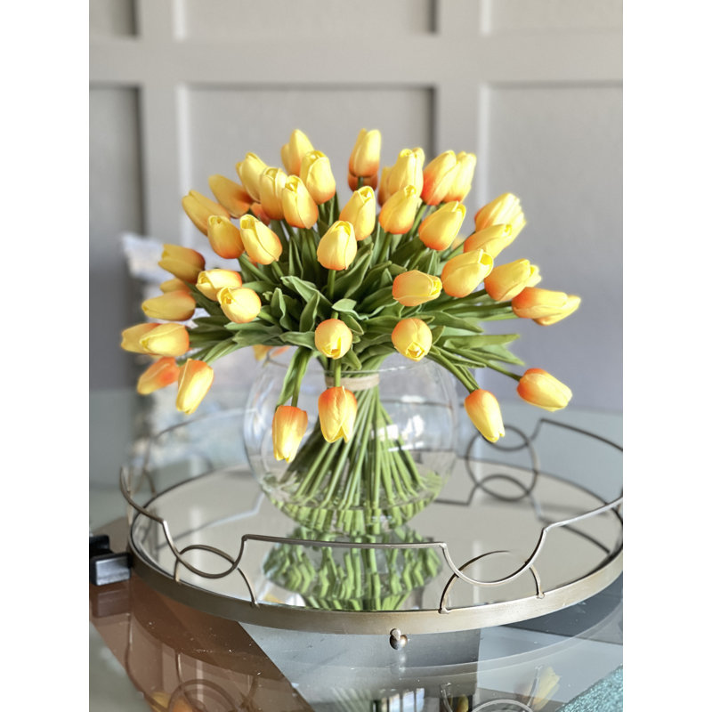 Arrangement floral moderne 60 tulipes, Orange