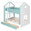 Lit superposé double avec tiroirs et tablettes de rangement, lit superposé en bois avec bande lumineuse, blanc et bleu-177336905