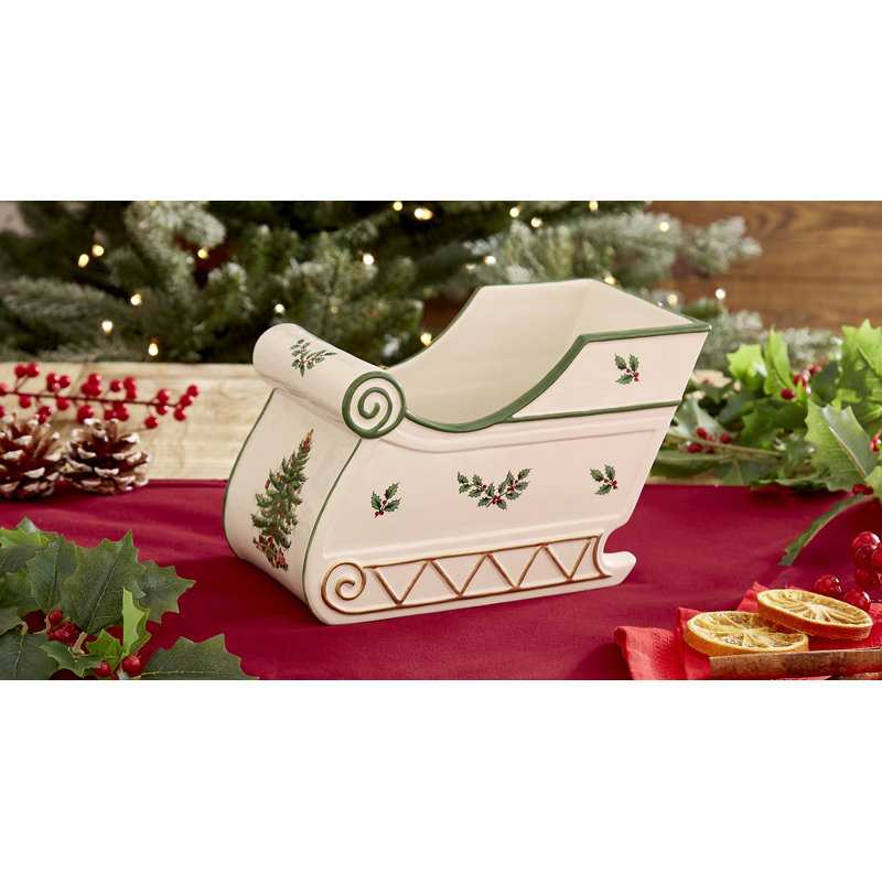 Spode Christmas Tree Figural Sleigh Centrepiece