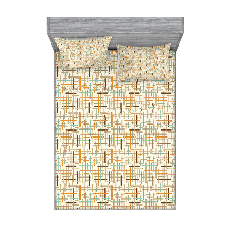 Microfiber Geometric Sheet Set, Queen Sheet Set with Fitted Sheet