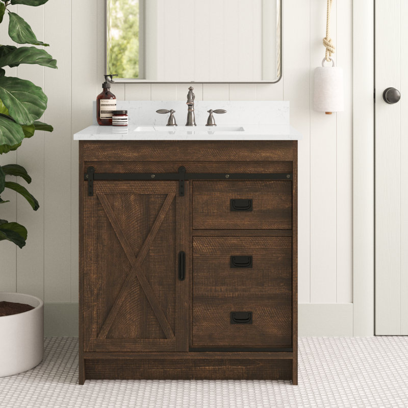 Ensemble de meuble-lavabo simple 30 po Jillian, Brun rustique