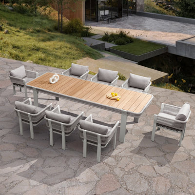 Borromeo 8 - Person Rectangular Outdoor Patio Dining Set With Cushions