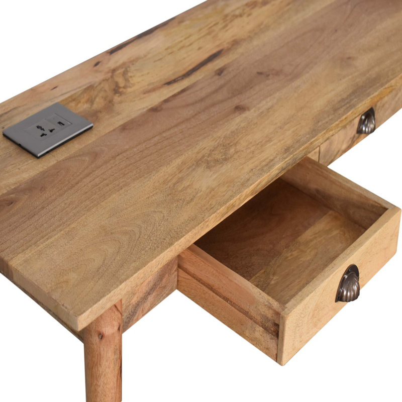 Michaud Solid Wood Writing Desk with Power Outlet