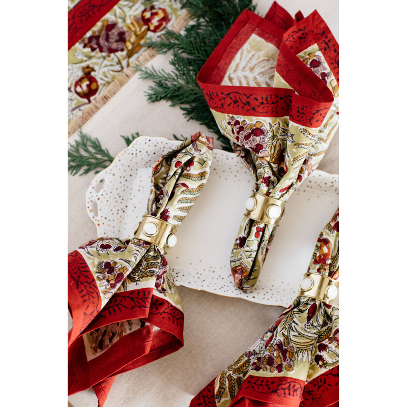 Winter Garden Wreath Floral Tea Towel