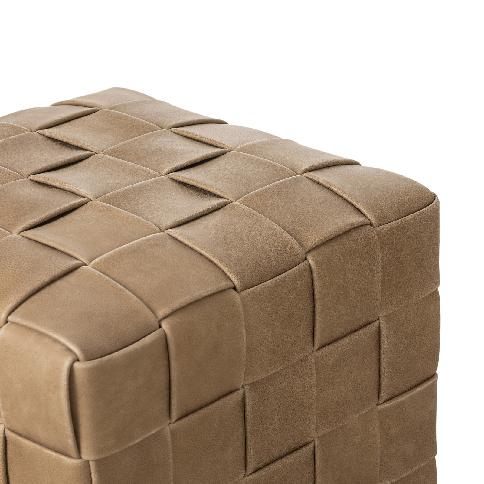 Riesner Genuine Leather Ottoman, Light Brown