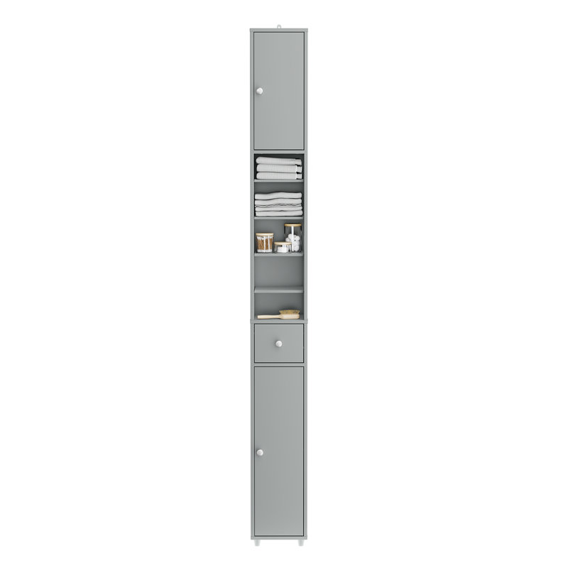 Munford Freestanding 20cm W Linen Cabinet, Grey