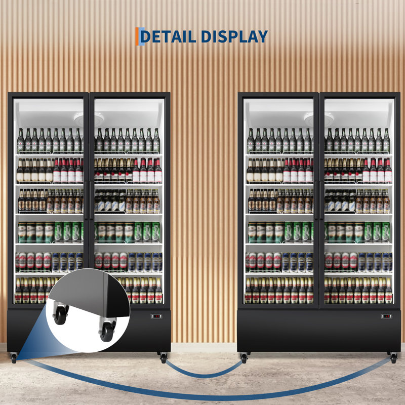 24.7 Cu. Ft. Commercial Glass Door Refrigerator with 5 Adjustable Shelves, LED Display Cooler