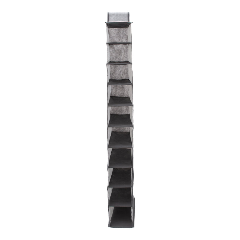 Gray Fabric 10-Shelf Hanging Closet Shoe Organizer