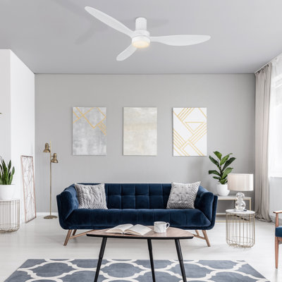 Ventilateur de plafond encastré à DEL à 3 pales de 52 po avec télécommande et ensemble d'éclairage inclus 