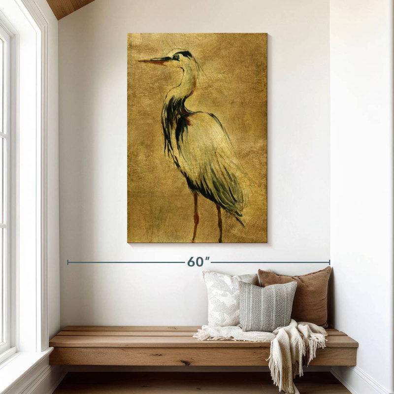 Brampt Gold Crane At Dusk II, 48" H x 32" W