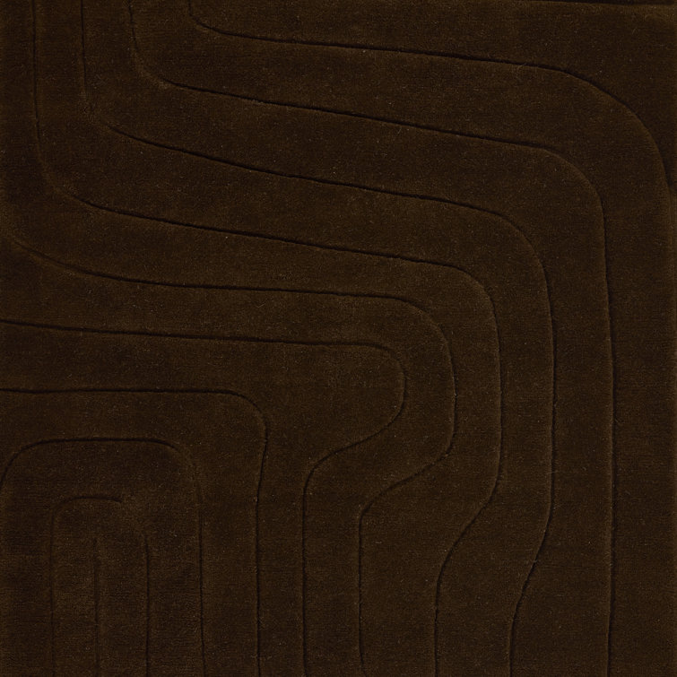 Aelin Wavy Hand Tufted Wool Brown Area Rug