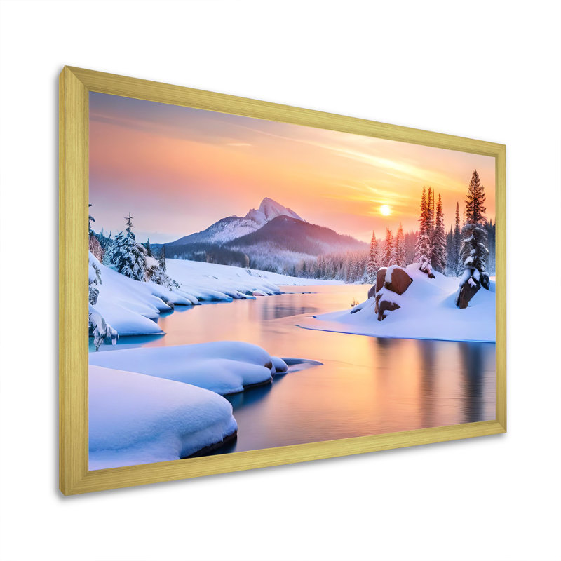 Hiver, beauté de l'Alaska IV, H 34 po x l 44 po x P 1,5 po, Encadrement doré