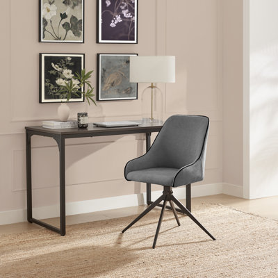 Ophelia Luxury Fabric Upholstered Swivel Dining and Office Chair with Metal Legs (Set of One)