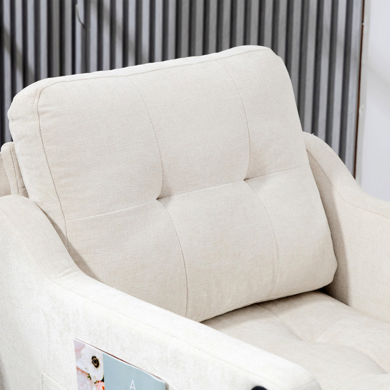 Charlton Home Accent Chair With USB Charging Port, Upholstered Arm ...