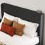 Lit plateforme Beatrica Queen Size en velours côtelé noir avec tête de lit à oreilles et sommier à lattes en bois-812003049-812003052