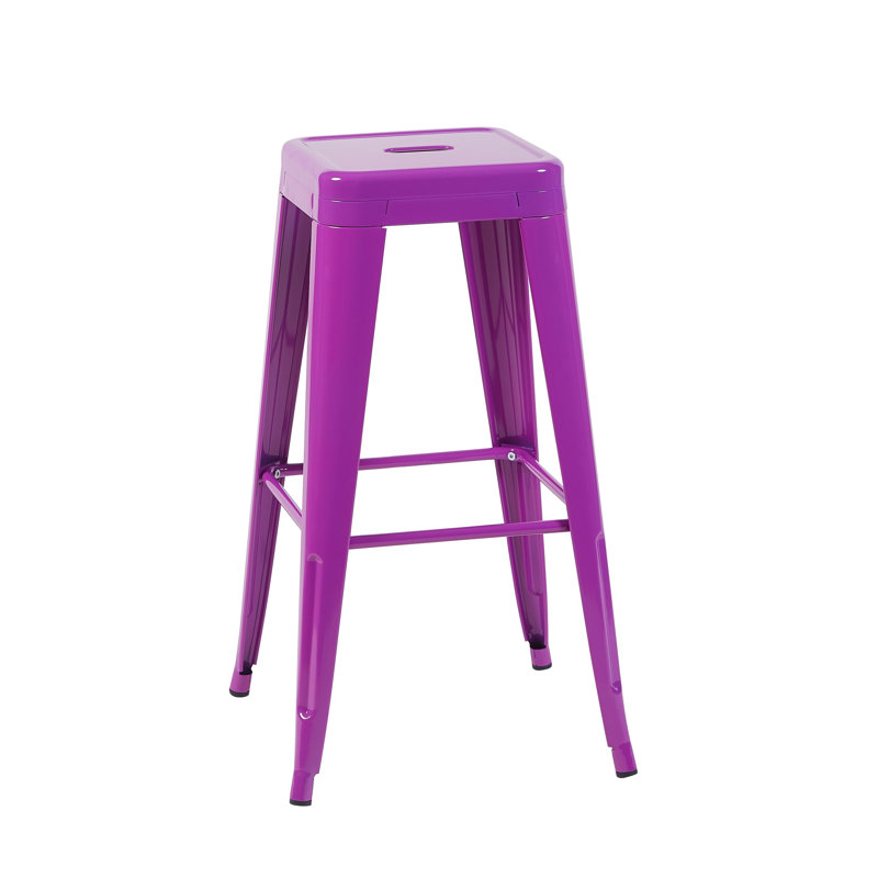 Tabouret à hauteur de comptoir 30 po, ensemble de 4 tabourets de bar en métal sans dossier, non empilable, amovible et facile à assembler, pour économiser de l'espace pour un îlot de cuisine / bar / café / salle à manger (mauve)