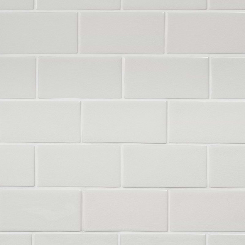 Nabi Subway 3X6 Crackled Glossy Glass Tile, Glacier White