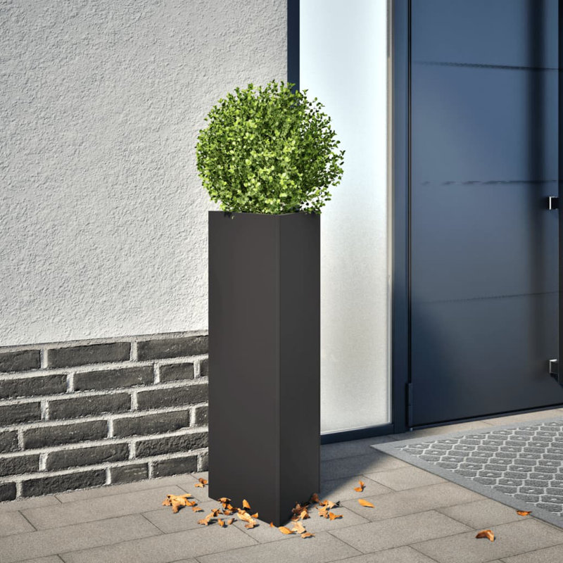 Williston Forge Garden Planter Triangular Corten Steel, Black, 75cm H x 30cm W x 26cm D