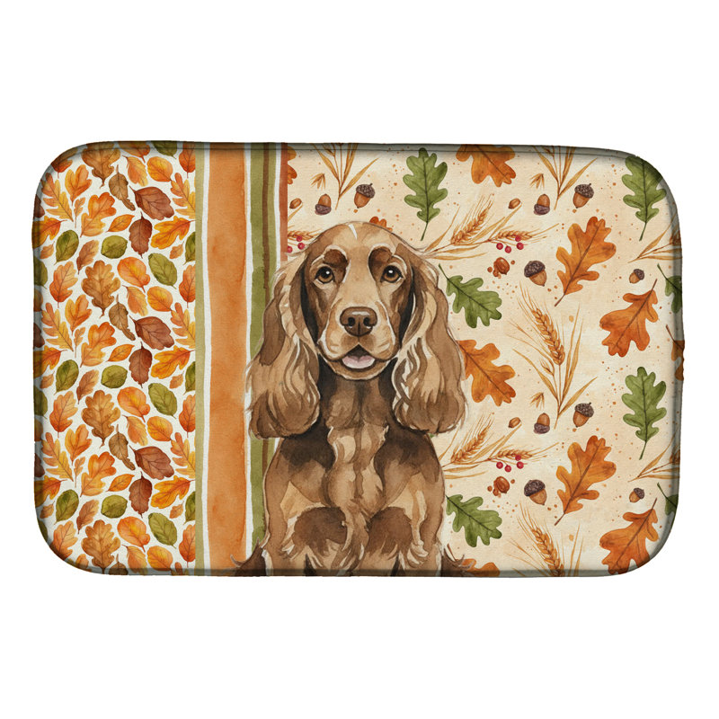 Liver English Cocker Spaniel Heirloom Fall Dish Drying Mat