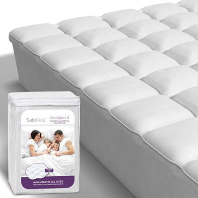 Cloudguard - Full Size Hybrid Mattress Protector & Pad (Extra Padded) - Waterproof Quilted Pillow Top Mattress Cover - Thick, Plush & Fitted Mattress Topper For Bed