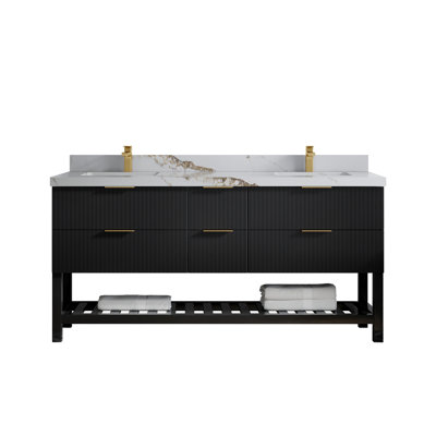 72'' Double Bathroom Vanity with Quartz Top