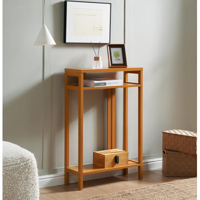 Console étroite de 22 pouces de largeur avec 3 tablettes de rangement à 3 niveaux, table d'appoint pour le salon ou le couloir