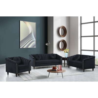 Caesyn 3-Piece Velvet Living Room Set