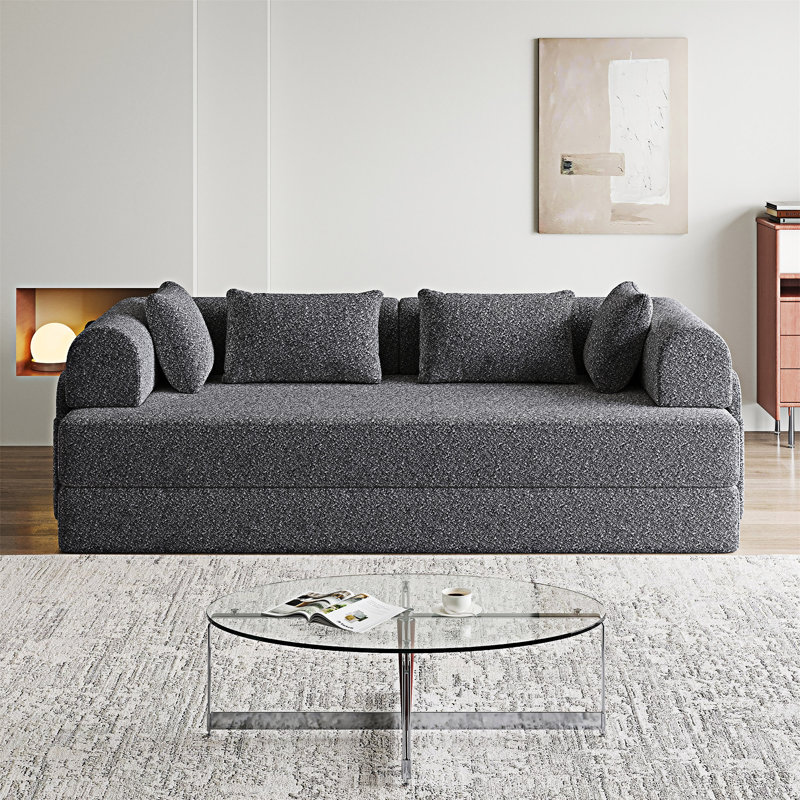 Canapé-lit convertible avec coussin, Gris