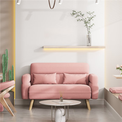 Boarisch 46.5" Upholstered Sofa Loveseat, Pink