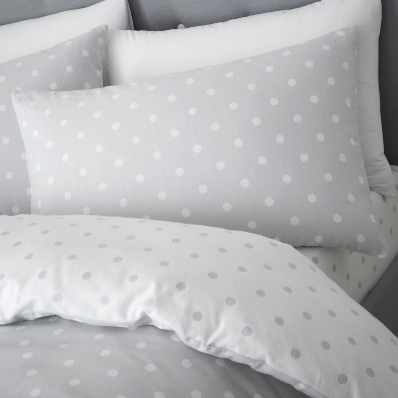 Dotty Duvet Cover Set, 220 x 230cm Duvet Cover + 2 Standard Pillowcases, Grey
