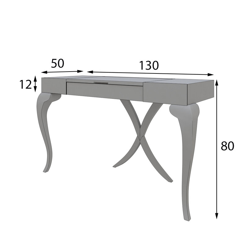 Ensemble coiffeuse avec tabouret et miroir Huntingdon, Haute brillance
