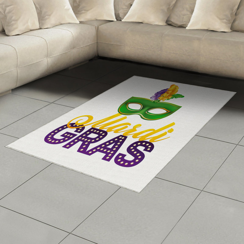 Mardi Gras High Density Long Fiber Poly Threads Decorative Area Rug Carpet, Rectangle 4' x 5'8"