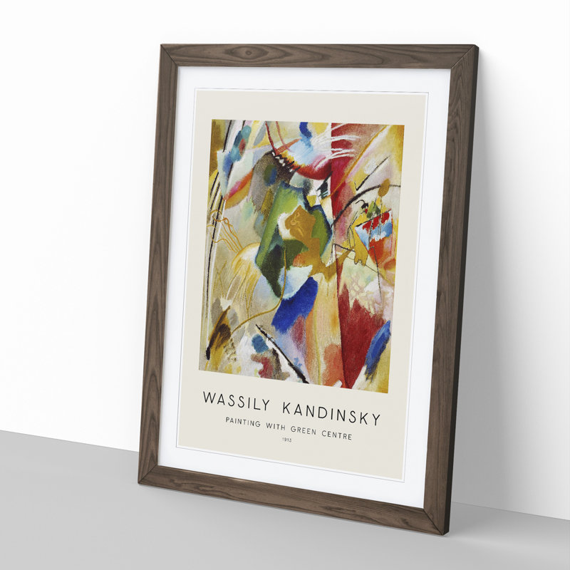 Green Center by Wassily Kandinsky - Single Picture Frame Print, 48cm H x 36cm W x 2cm D, Walnut Framed