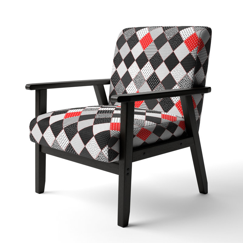 Fauteuil d'appoint rembourré en velours noir et blanc