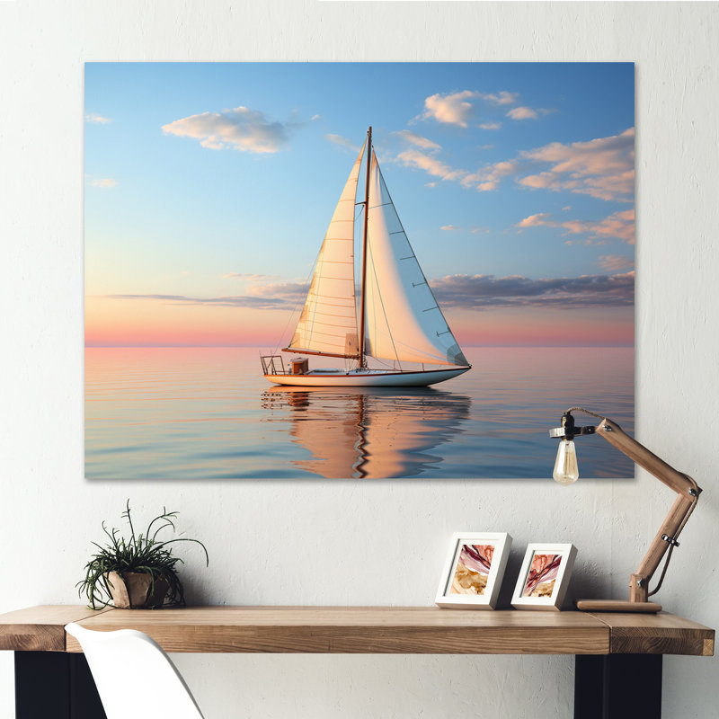 Voilier solitaire, impression d'art mural, H 30 po x l 40 po x P 1,5 po, Toile tendue