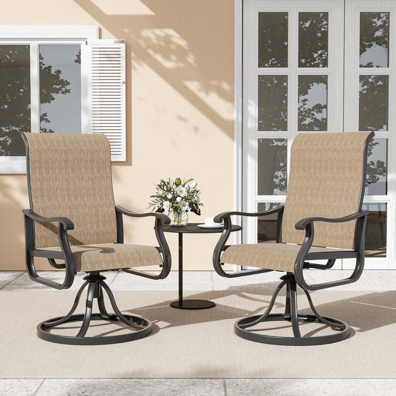 Ensemble de 2 fauteuils de patio pivotants à dossier haut Avionce, Brun