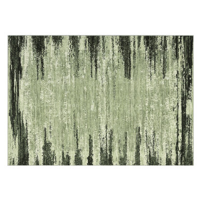 5x7 Rugs for Bedroom Living Room Machine Washable Rugs Abstract Non-Slip Stain Resistant Mat Modern Neutral Accent Carpets for Dining Room Table Apartment Office, Green