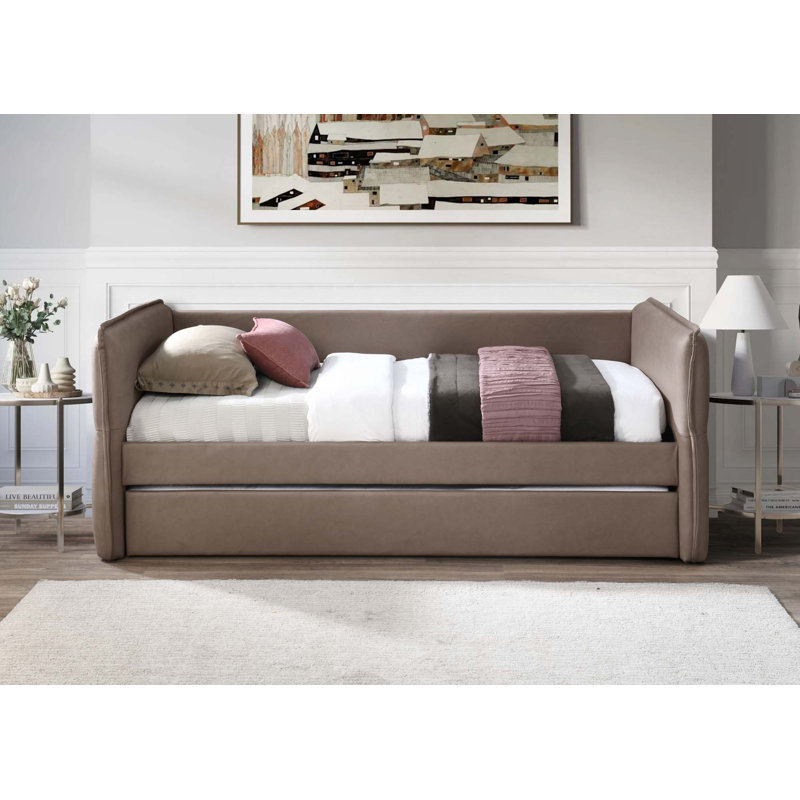 Modern Minimalist Daybed with a Trundle-Stylish Design, Brown