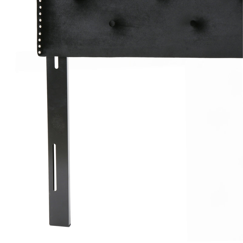 Tufted Upholstered Headboard Queen Size, Solid Wood Head Board With Durable Metal Legs, Adjustable Height Queen Headboard With Nailhead Trim,Fabric Headboard In Modern Button Tuffted Design