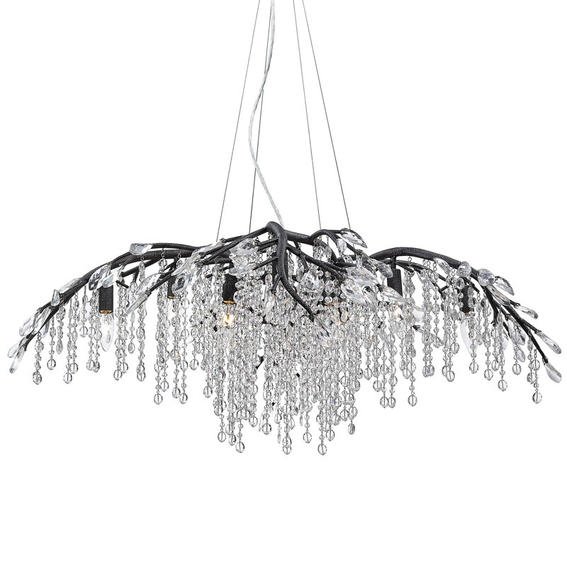 Montriel 12 - Light Steel Dimmable Tiered Chandelier, Black Iron